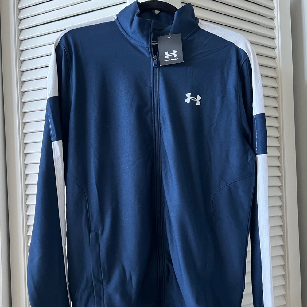 Under Armor fitted twister men’s jacket navy blue and white